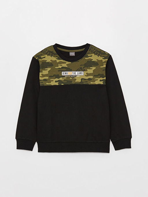 Bisiklet Yaka Bask?l? Uzun Kollu Erkek ?ocuk Sweatshirt ve E?ofman Alt? - Waikiki фото 2
