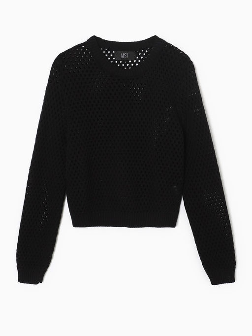 Джемпер сетка женский MIST Knitwear, размер 42 (S), чёрный