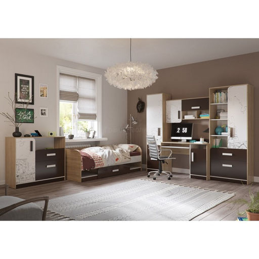 Кровать с ящиком Арабика, 2035х840х660, Дуб Ривьера/Белый-Арабика - Simaland фото 3