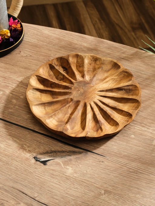 Менажница «Раковина», 24×24×3 см, дерево джати, коричневая