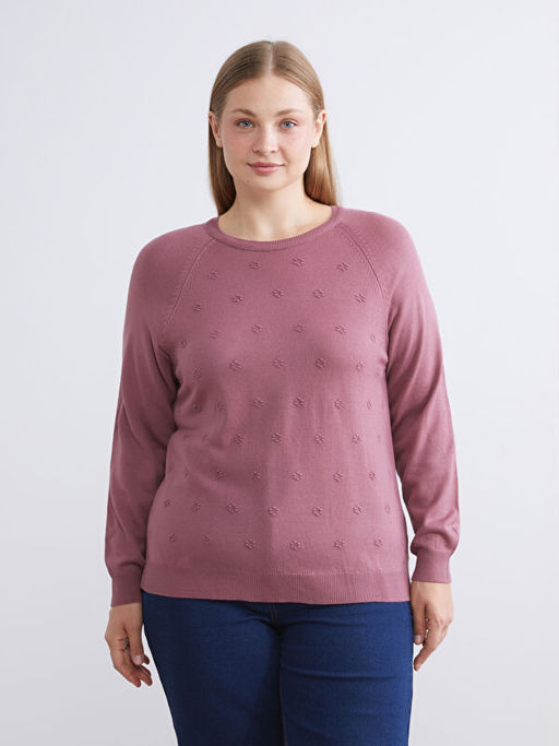 Bisiklet Yaka ?i?ekli Kad?n Triko Kazak