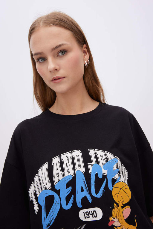 Футболка унисекс Cool Tom & Jerry Oversize с круглым вырезом и короткими рукавами - Defacto фото 4