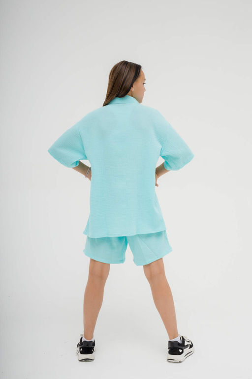 МУСЛИН! Женский костюм с рубашкой,  ментол - Knitka wear фото 3