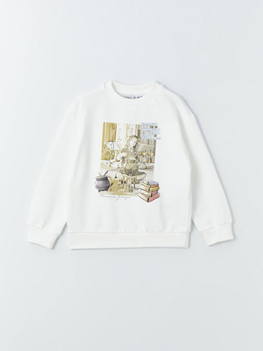 Bisiklet Yaka Harry Potter Bask?l? Uzun Kollu K?z ?ocuk Sweatshirt