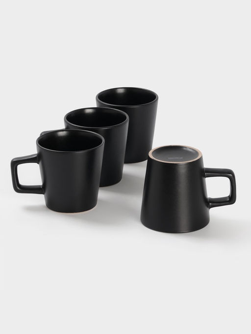Набор кружек Доляна «Гранит», 4 шт., 340 мл, керамика, чёрный
