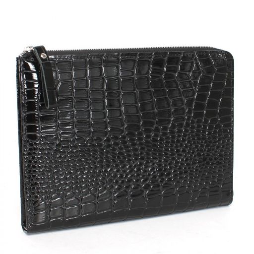 Папка натуральная кожа Croco-1304, 2отд, 2 отд, 8внут карм, черный крокодил (200) 232974