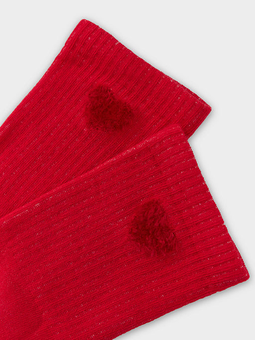 Цена за 5 пар! Носки женские ярко-красные с рисунком в пушистого сердечка - Mark formelle фото 4