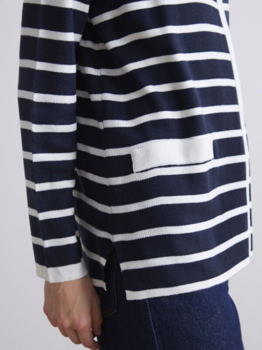 Bisiklet Yaka ?izgili Kad?n Triko H?rka