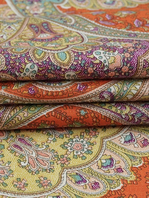 Сатин Восточная краса цв.оранжевый, ш.2.5м, хлопок-100%, 115гр/м.кв - Купава фото 4