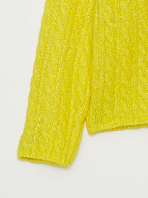 Yar?m Bal?k?? Yaka Kendinden Desenli Uzun Kollu K?z ?ocuk Triko Kazak - Waikiki фото 3