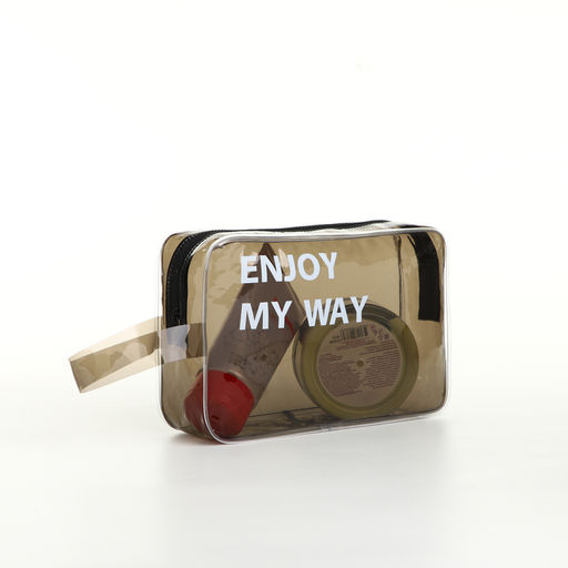 Косметичка на молнии для бассейна, с ручкой, с принтом My way, прозрачная/чёрная - Simaland фото 3