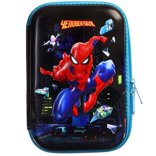 Пенал каркасный 2 секции, с эффектом 3D, 150×220×40 мм, Человек-паук