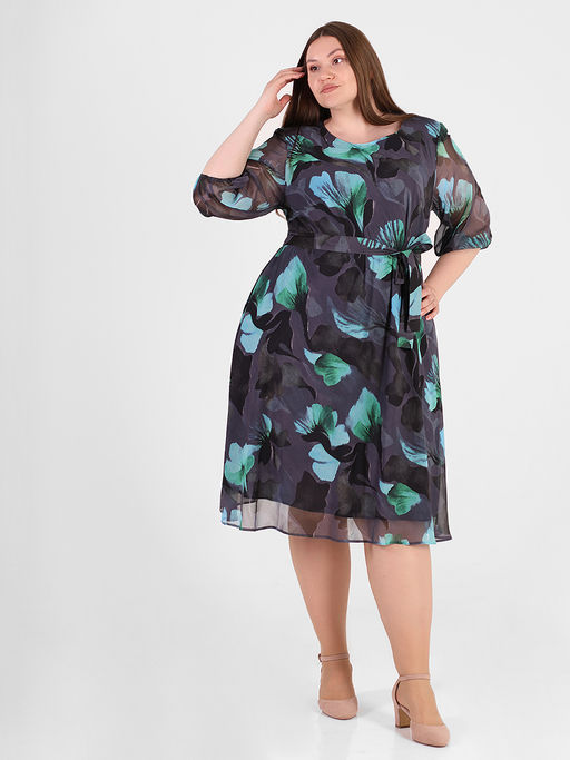 Белорусское шифоновое платье с цветочным принтом - Almond фото 2