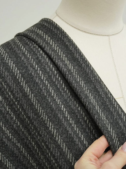 Шерсть пальтово-костюмная Твид Полосы цв.черный, ш.1.5м, шерсть-40%, п/э-60% - Купава фото 11