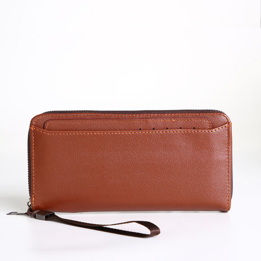 Портмоне-клатч мужской на молнии, с картхолдером, рыжее