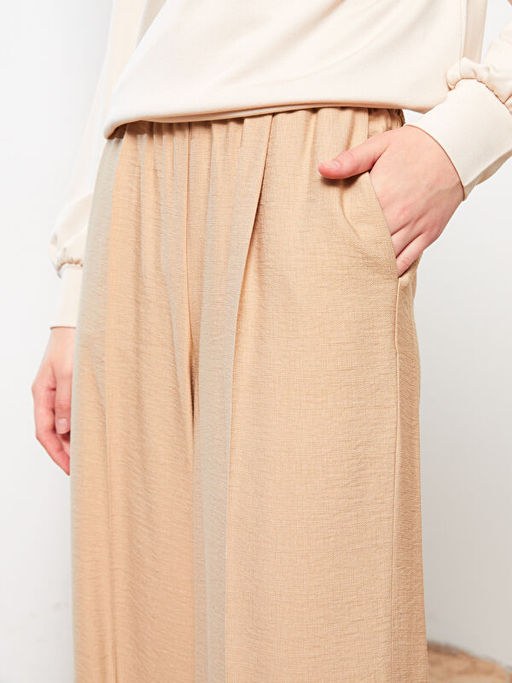 Kad?n Beli Lastikli Rahat Kal?p D?z Pantolon