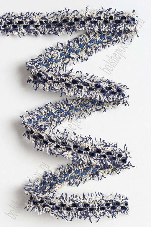 Тесьма отделочная 2 см*5 ярд Бахрома с бархатом (SF-2463) темно-синий - Больше подарков фото 2