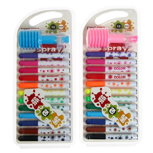 Фломастеры 12 цветов BLOWPENS, с трафаретами, блистер, вентилируемый колпачок, МИКС - Simaland фото 2