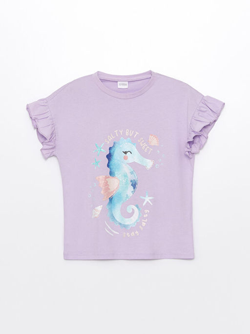 Bisiklet Yaka Bask?l? K?sa Kollu K?z ?ocuk Pijama Tak?m - Waikiki фото 2