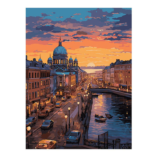 Картина по номерам на картоне 40*50 см "Вечерний Петербург"