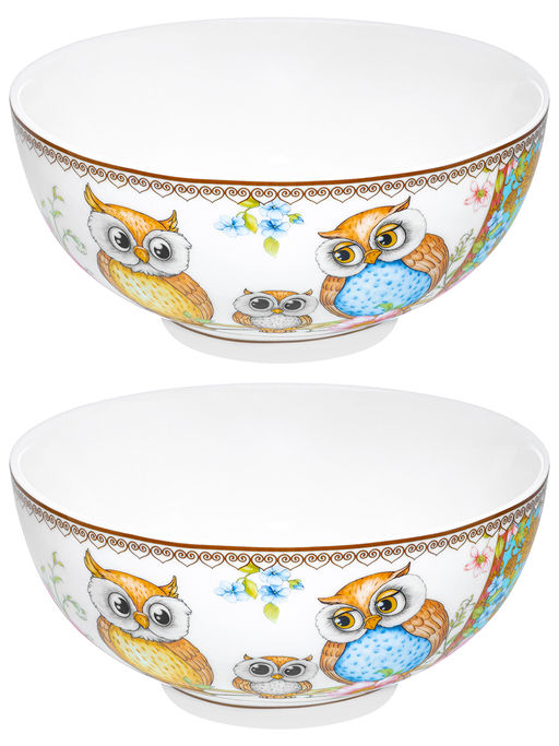 Набор салатников 2 пр. 600 мл 15*15*7 см Совушки NEW BONE CHINA - Elan gallery фото 3