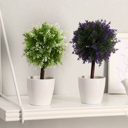 Искусственный цветок в горшке «Листочки-ёлочки», h=20 см, МИКС