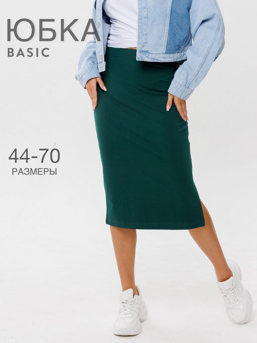 Юбка женская Ю-04 (футер с лайкрой) Зелёная - Elenatex фото 2