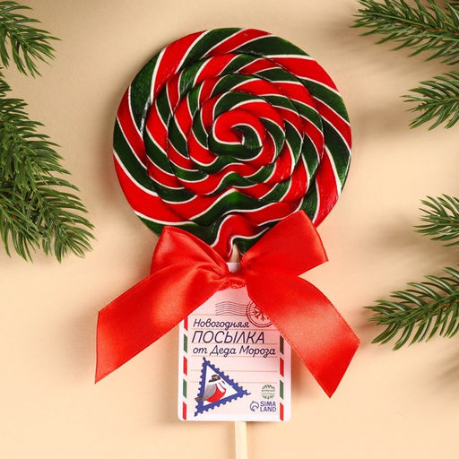 Леденец на палочке Новогодняя посылка, вкус: вишня, 110 г