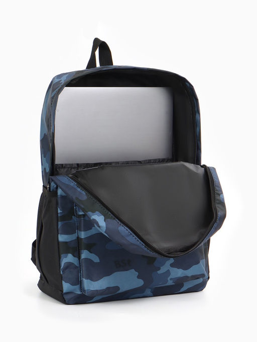 Рюкзак школьный на молнии, с карманами, с принтом, размер 30?13?42 см, тёмно-синий/чёрный