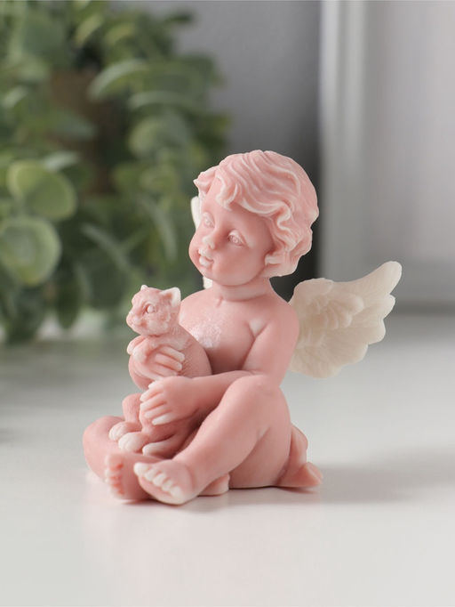 Сувенир "Ангелочек с котенком", 7,2см