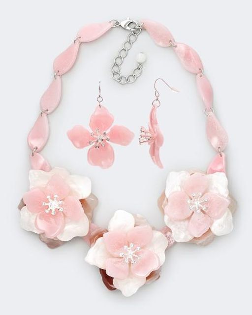 Selena. Accenta Набор "Первые цветы": колье и серьги, розовый