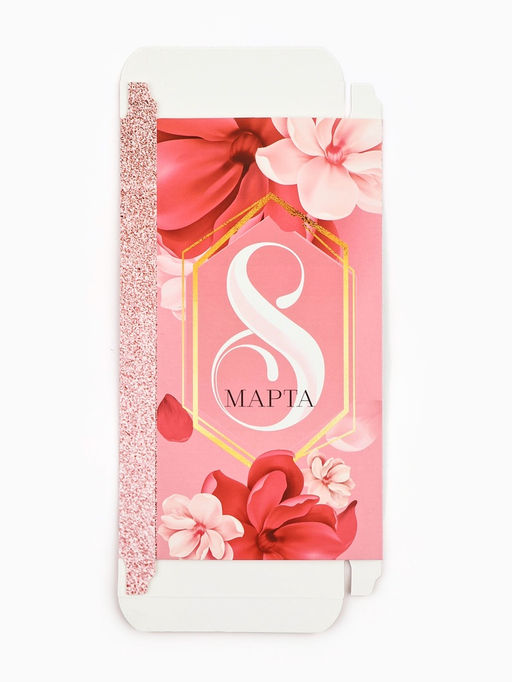 Цена за 5 шт. Коробка для шоколада, кондитерская упаковка, 8 марта, с окном, 17.3?8.8?1.5 см