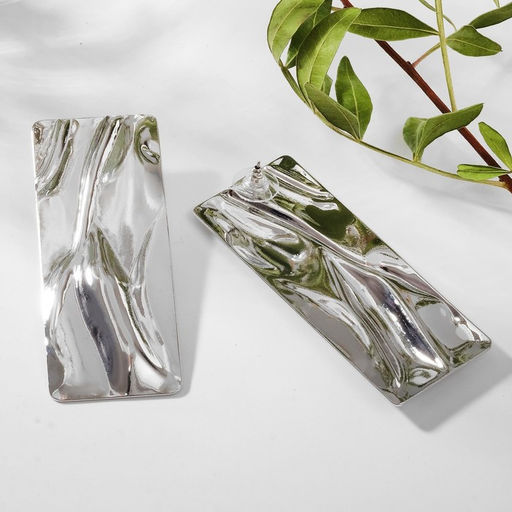 Серьги металл Атмосфера прямоугольник, цвет серебро