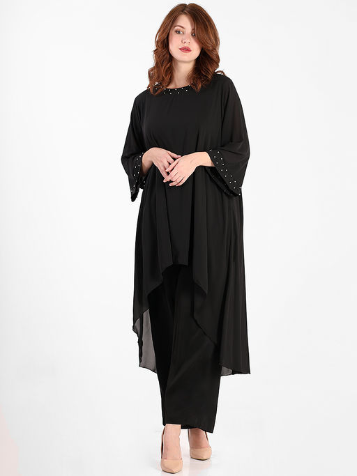 Костюм из шифона брючный вечерний - Almond фото 2