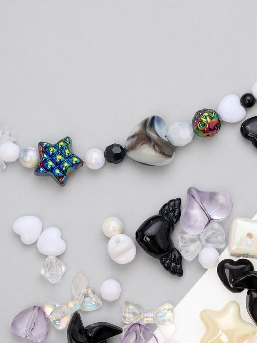 Бусины Микс, набор 50 г, чёрно-белые