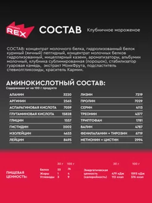 Multy Protein ProteinRex Коктейль со вкусом клубничного мороженого, 450 г  фото 4