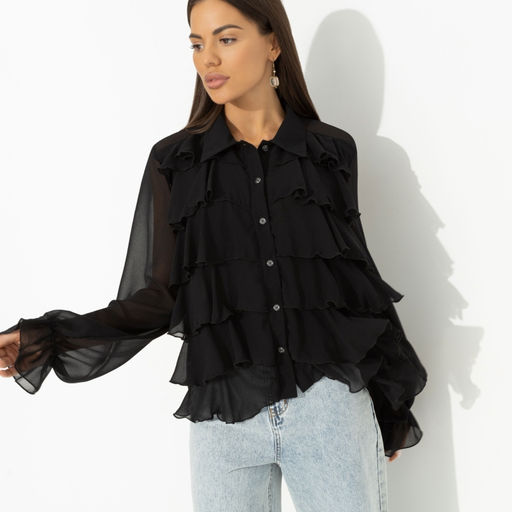 Блуза с объемным декором Гипнотический стиль (черная)