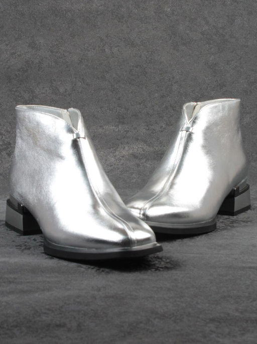 01-B50B-96C GREY/SILVER Ботинки демисезонные женские (натуральная кожа, байка)