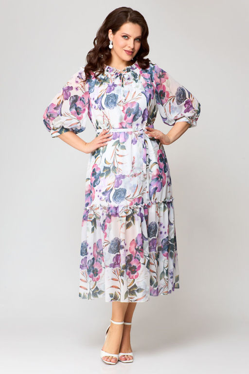 Платье Svetlana Style 1942 белый+цветы