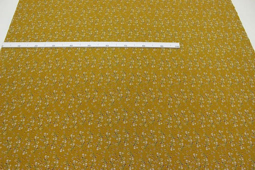 Штапель Премиум Цветочный ветерок цв.т.горчично-оливковый, ш.1.45м, вискоза-100%, 120гр/м.кв - Купава фото 3