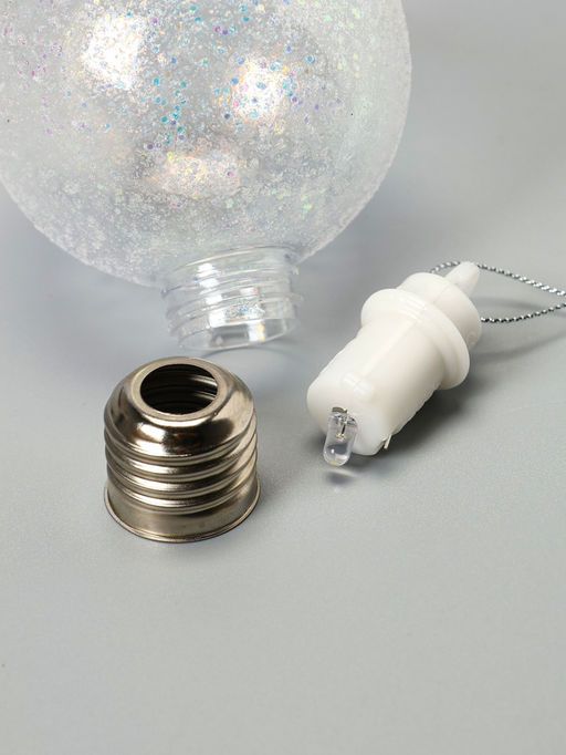 Набор ёлочных шаров Ледяное сияние, 8 см, 1 LED, от батареек LR443, свечение тёплое белое - Luazon lighting фото 3