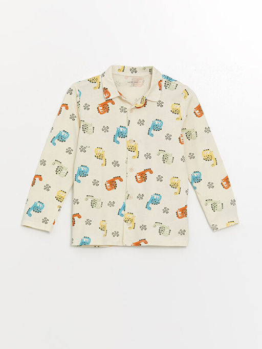 Polo Yaka Uzun Kollu Bask?l? Erkek Bebek Pijama Tak?m? - Waikiki фото 2