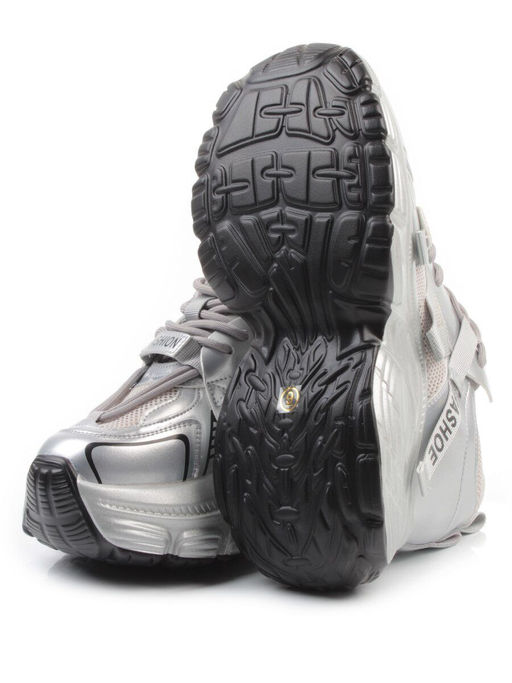 03-18C GREY/SILVER Кроссовки женские (натуральная кожа, искусственная кожа)