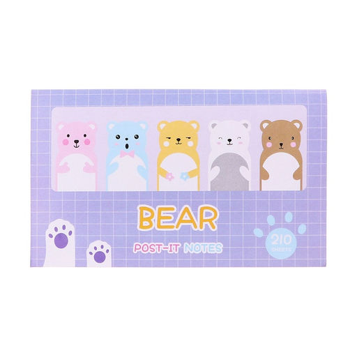 Блок-закладки с липким краем, 20 листов, 7 цветов, 57×17 мм, 60×60 мм, 57×36 мм «Мишки»