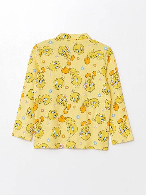 Polo Yaka K?sa Kollu Tweety Bask?l? K?z Bebek Pijama Tak?m - Waikiki фото 3