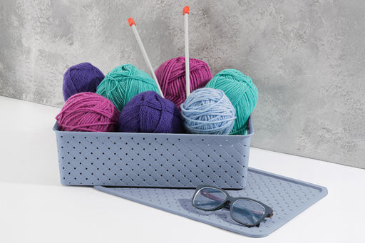 Корзинка с крышкой 7,5 л 35*24,5*10,5 см "Береста" синяя (522159)