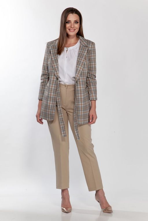 Жакет Belinga 5119 бежевый/клетка