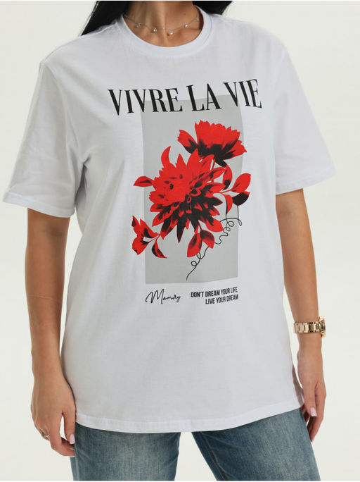 Футболка Цветок белый женская - София фото 2