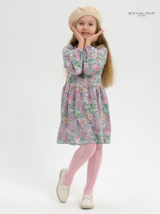 Платье Моана цветы на сером - Sovalina фото 7