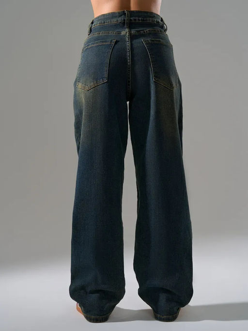 Джинсы мом с высокой посадкой широкие